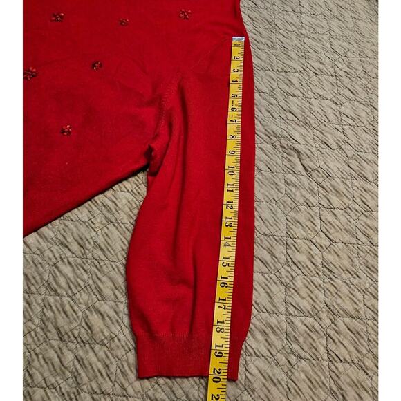 Red Sequined Sweater Womens Sz 3X Ruby Rd 3/4 Sleeve Knit Preppy Holiday - Picture 6 of 10